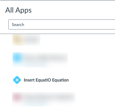 The All Apps list in Canvas' Rich Content Editor toolbar
