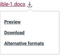 The alternative formats popup in Canvas