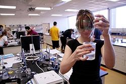  Undergraduate student performing an experiment in the chemistry lab