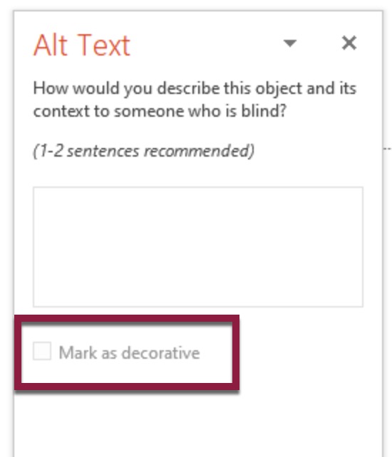 Alt text window