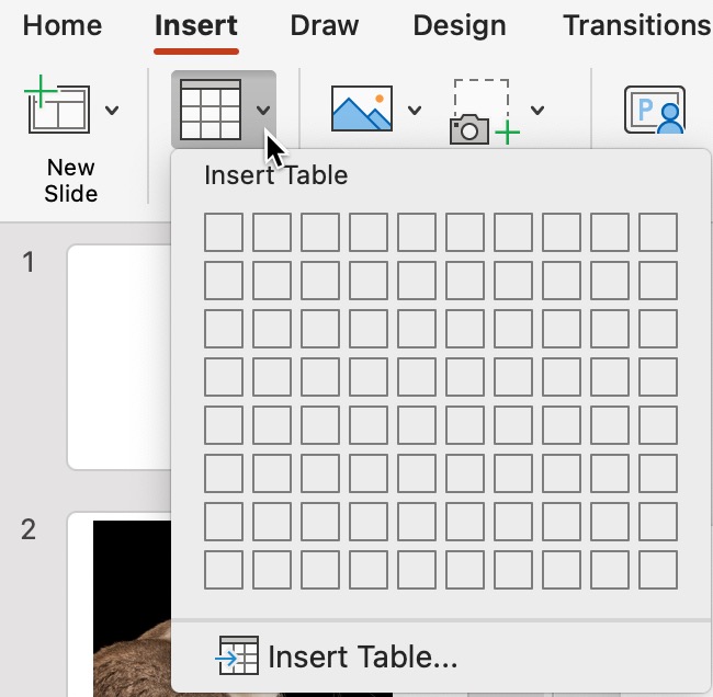 adding a table