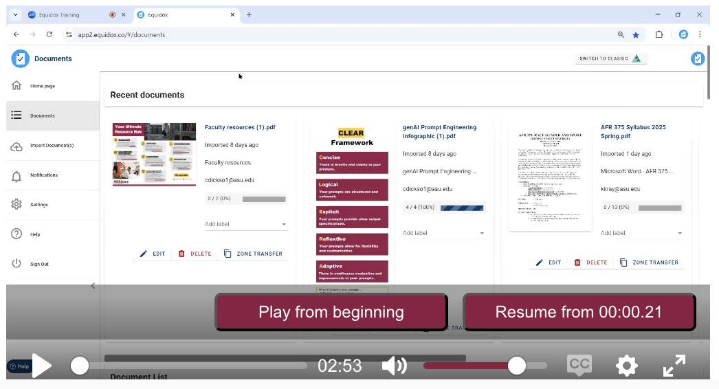 Equidox training playlist